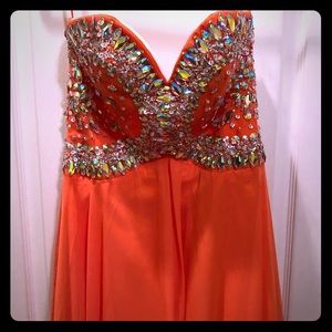 Beautiful orange full skirt prom dress